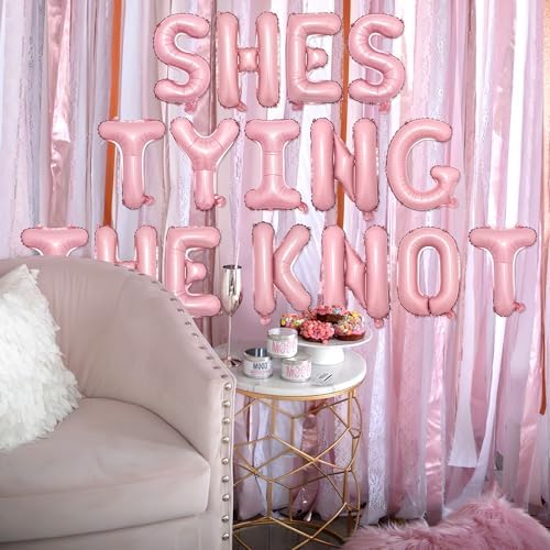 Merrystorm Shes Tying the Knot Foil Balloon Banner Pink Wedding Decorations