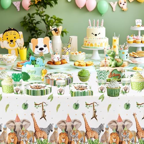 Jungle Animal Safari Party Tablecloth Set 3 Pack
