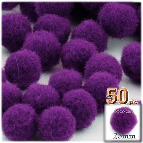 The Crafts Outlet 50-Piece Purple Pom Poms 25mm Round Acrylic Set