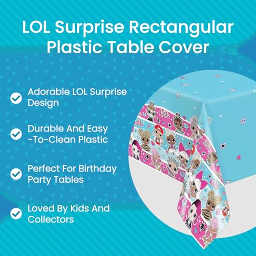 Multicolor LOL Surprise Table Cover - 54x84 Inches 1 Count