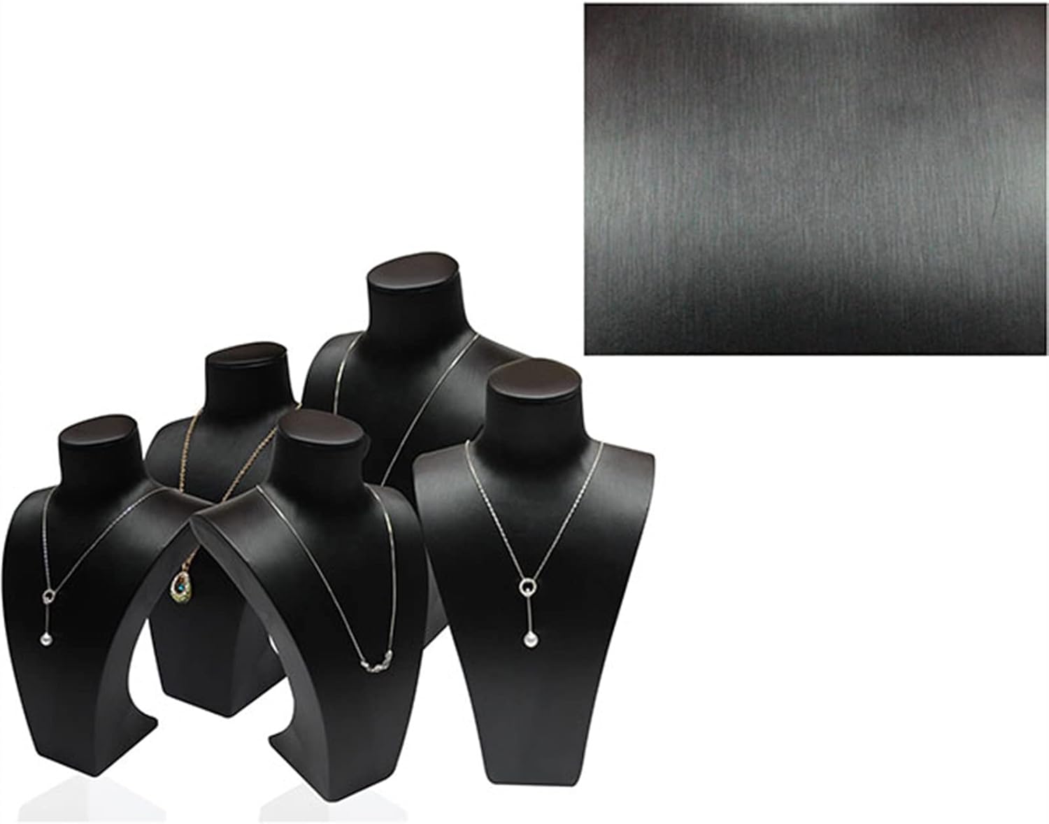 Black Leather Jewelry Display Stand for Necklace and Pendant