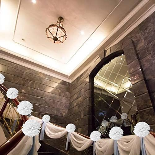 10pcs DIY Decorative Tissue Paper Pom Poms Flowers Ball for Party Wedding Home Outdoor Decoration White