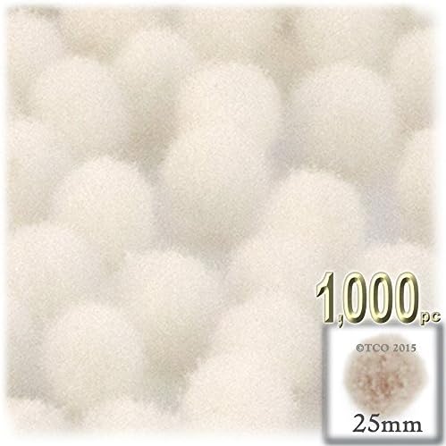 The Crafts Outlet 1000 Piece Acrylic Pom Poms White 25mm