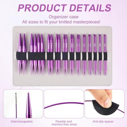 40pcs Interchangeable Circular Knitting Needles Set with Cables and Accessories