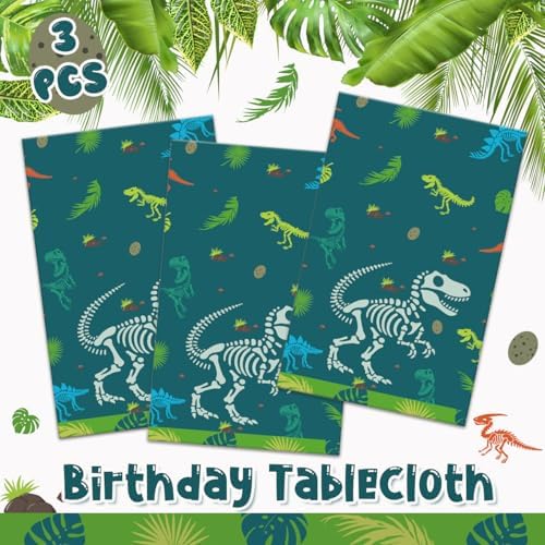 Haimimall Dinosaur Birthday Tablecloth Set of 3