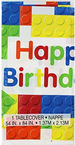 Vibrant Building Blocks Birthday Table Cover 54x84
