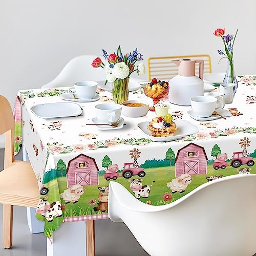Oigco 3Pcs Farm Animal Tablecloth for Birthday Party Decorations