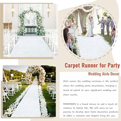 White Velvet Wedding Aisle Runner 5FTx15FT Runway Carpet for Events