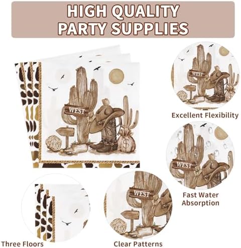 Grencian 96Pcs Western Cowboy Party Tableware Set