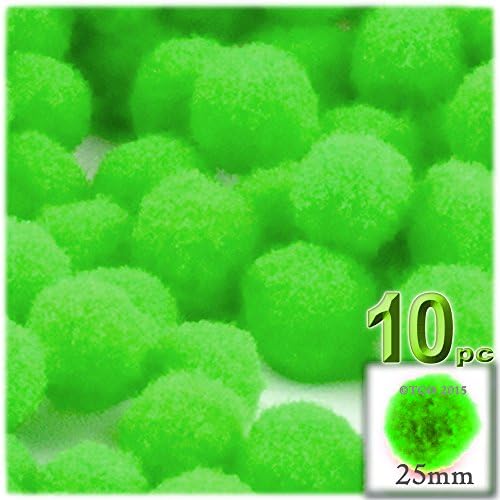 The Crafts Outlet 10-Piece Multi Purpose Pom Poms Neon Green 25mm