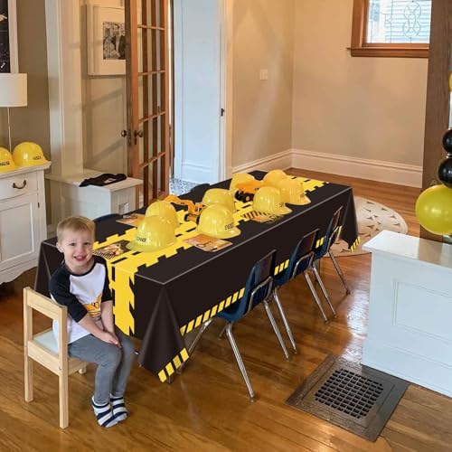 FVEOCR 4 Pack Black Racetrack Table Covers for Construction Themed Birthday Party Decorations