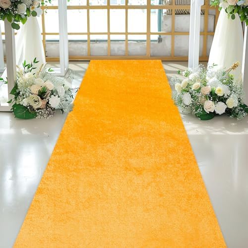QueenDream Gold Velvet Rug Runner 25ft x 15ft Wedding Aisle Runner