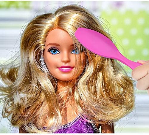 Patelai 4 Piece Plastic Pink Doll Hair Brush Set