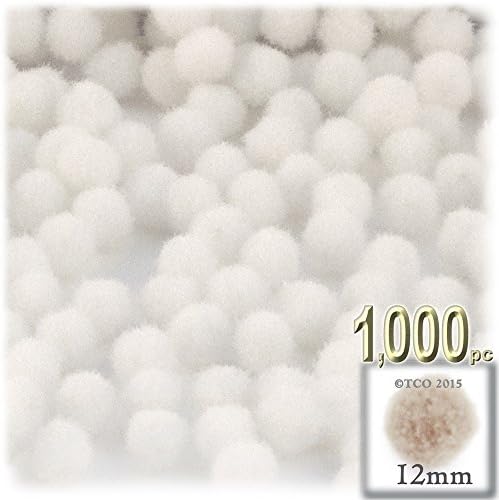 The Crafts Outlet 1000 Piece White Pom Poms 12mm