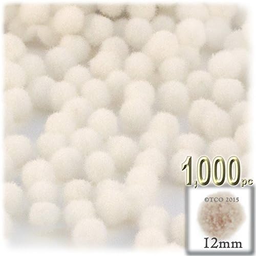 The Crafts Outlet 1000 Piece White Pom Poms 12mm