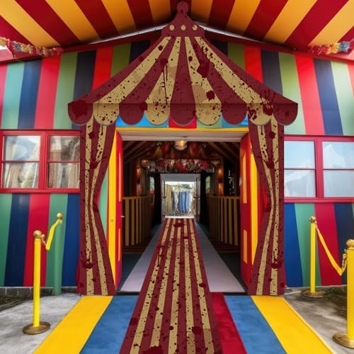 4 Pcs Carnival Tent Decorations Red White Striped Banners Entryway Decor