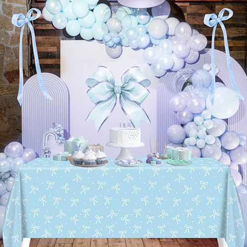 Blue Bow Tablecloths 3 Pack Waterproof Party Decor