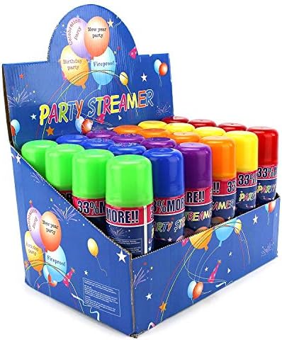 24 Pc Fun Party Streamer Spray String Can Set for Kids