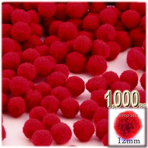 The Crafts Outlet 1000 Piece Red Pom Poms 12mm