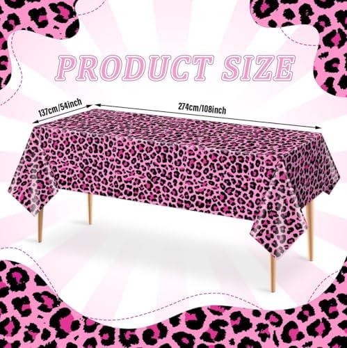 3Pcs Pink Leopard Tablecloth Set for Birthday Parties