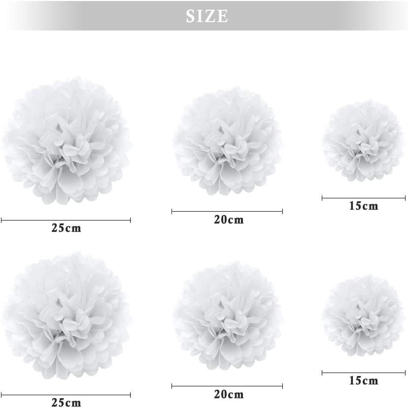 Binpeng Paper Pom Poms Wedding Decorations 6PCS White