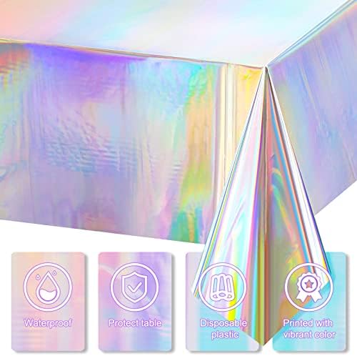 Irenare 3 Pack Iridescent Plastic Tablecloths