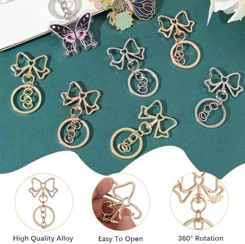 18Pcs Bowknot Keychain Set with Swivel Clasp