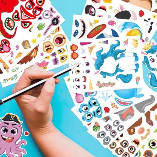 DUJAA 48 Sheets Animal Face Stickers for Kids