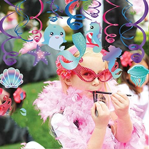 30 Ct Mermaid Hanging Swirl Decorations for Kids and Parties