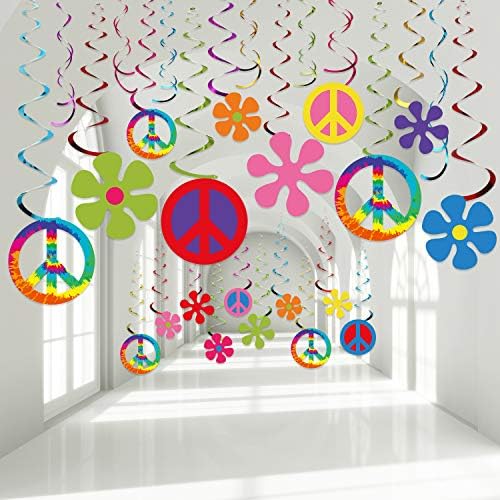 60s Hippie Foil Swirl Decorations 30 Count