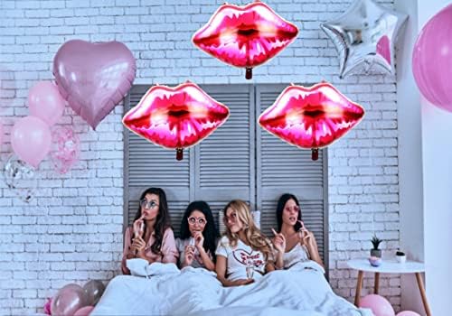 3Pcs Red Lips Foil Balloons Engagement Party Decor