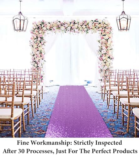 DUOBAO Lavender Sequin Aisle Runner 15FTx2FT Wedding Decor
