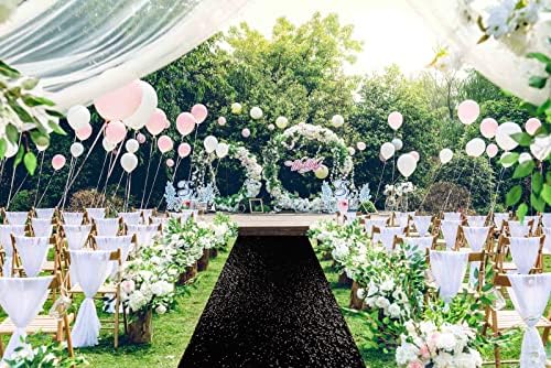 ShinyBeauty Black Sequin Aisle Runner 2ft x 15ft