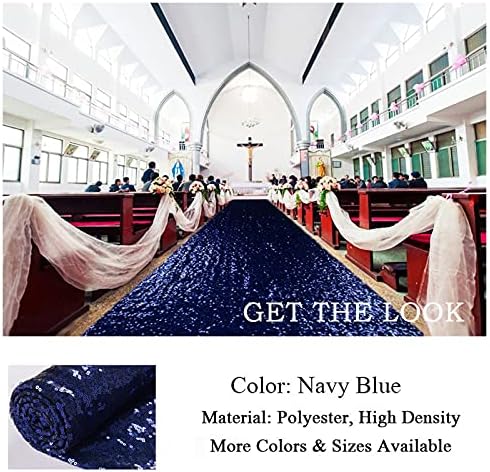 ShiDianYi Navy Blue Sequin Aisle Runner 4x20FT Glitter Wedding Carpet