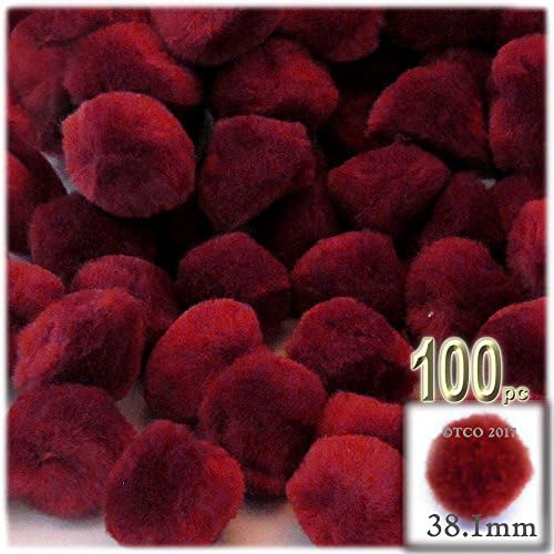 The Crafts Outlet 100-Piece Coffee Brown Pom Poms 38mm