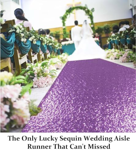 DUOBAO Lavender Sequin Aisle Runner 15FTx2FT Wedding Decor