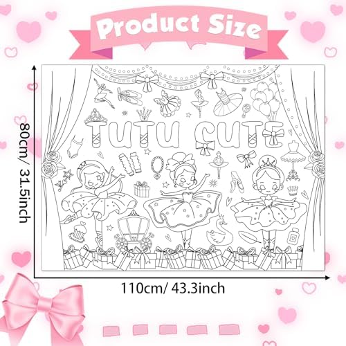 Giant Ballerina Coloring Tablecloth for Kids