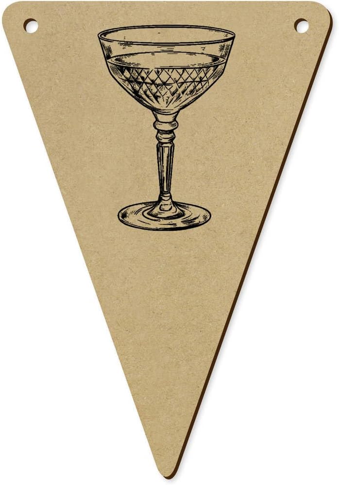 Azeeda 5 Pack Wine Glass Wooden Bunting Flags