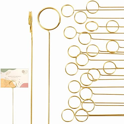 40Pcs Gold Floral Card Holder Picks for Wedding and Party