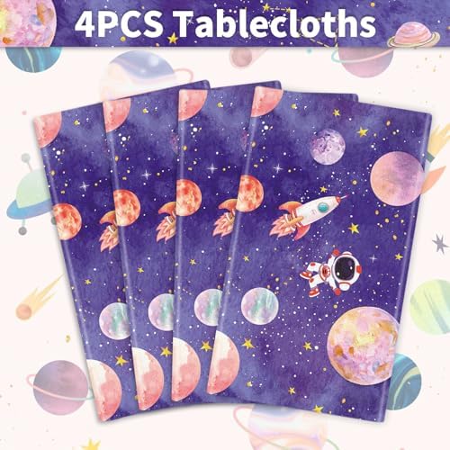 4 Pack Galaxy Tablecloth - Space Theme Decor Cover