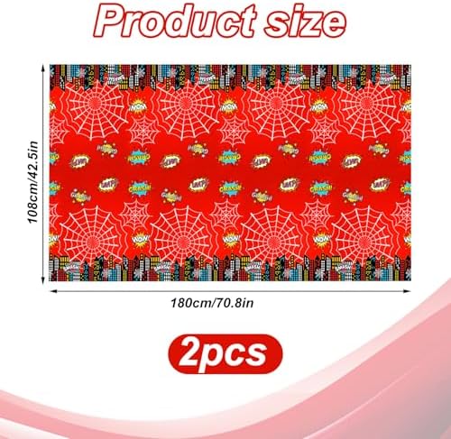 BOXOB 2pcs Spider Theme Party Tablecloth Waterproof Cartoon Table Cover for Boy and Girl