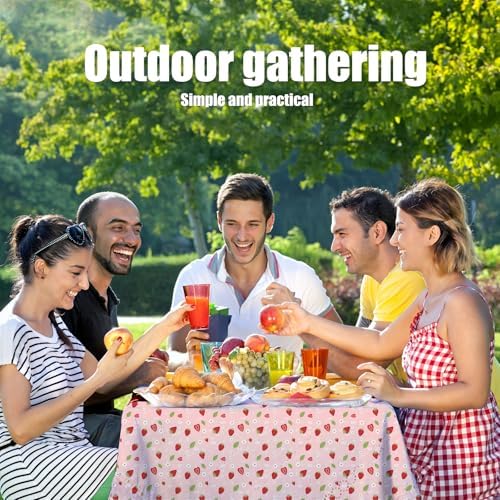 4 Pack Strawberry Theme Tablecloth Party Decorations for Girls Birthday Baby Shower 108 X 54 in