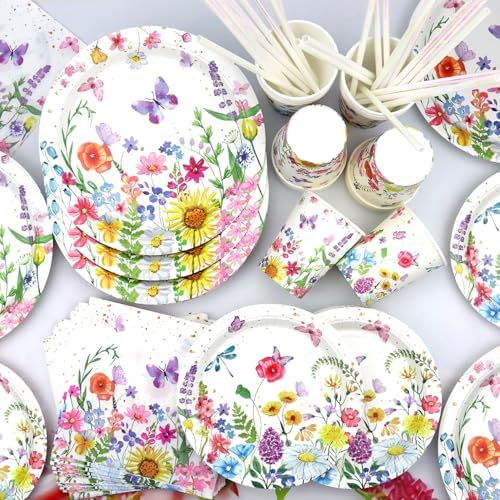 Wildflower Party Tableware Set for 20 Guests