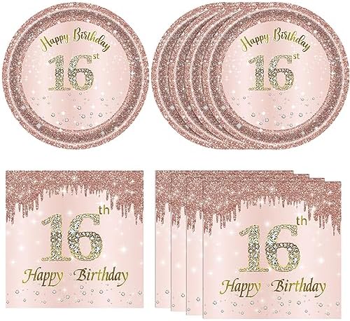 40PCS Rose Gold Sweet 16 Party Decorations for Girls