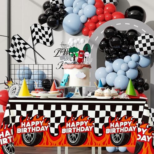 Gatherfun Car Birthday Decorations Kit with 2-Pack Racing Tablecloths