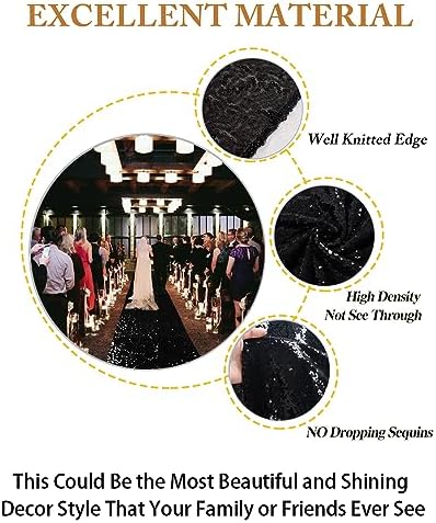 ShiDianYi Black Glitter Sequin Aisle Runner 15FT Wedding Carpet