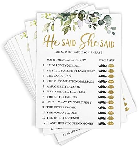 Printed Party Bridal Shower Game Set for 50 Guests