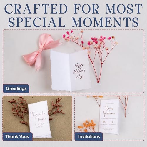 Wanderings Handmade Deckle Edge Paper - 25-Pack - 35 x 2 - 150 GSM - Textured Cotton