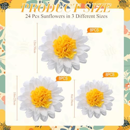Dunzoom 24 Pack Daisy Tissue Paper Decorations