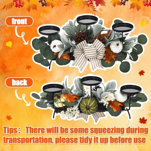 Thanksgiving Candle Centerpieces with 3 Holders Fall Decor